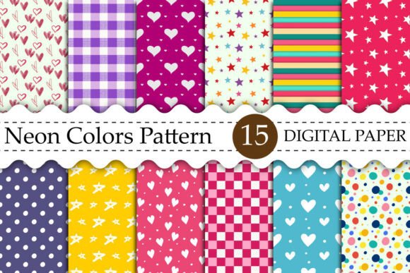 Download Neon Colors Digital Paper Patterns - Colors Collection