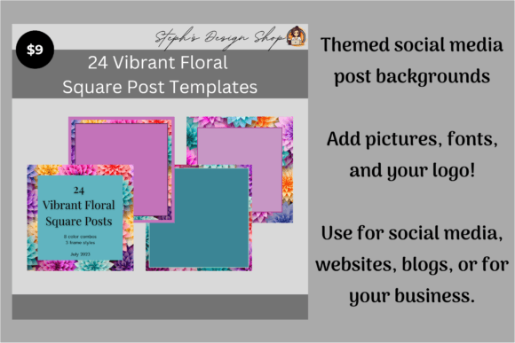Download Square Posts: Vibrant Floral (24 PNGs) - Floral Collection