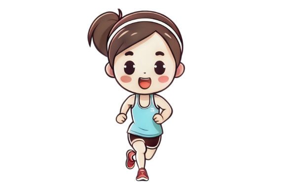 Download Cartoon Girl Jogging Cute Party - Jogging Collection