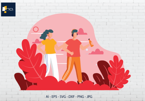 Download Flat Illustration Jogging Listen Music - Jogging Collection