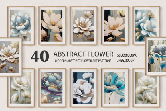 Download Abstract Golden Oil Painting Flowers Art - Golden Collection