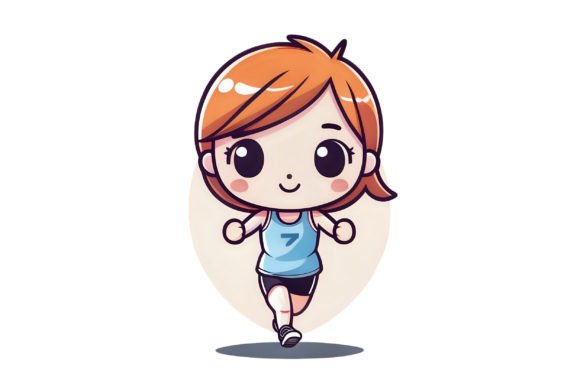 Download Cartoon Girl Jogging Cute Party - Jogging Collection