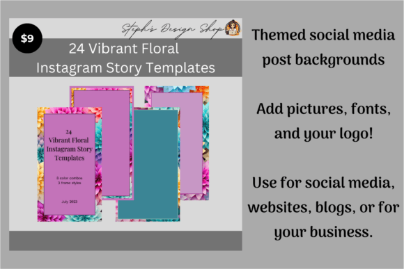 Download Instagram Story: Vibrant Floral (24 PNGs - Floral Collection