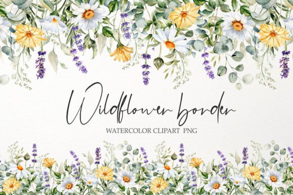 Download Watercolor Floral Border PNG. Wildflower - Premium Resources