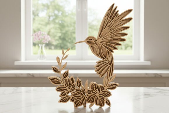 Download Layered Hummingbird Floral Laser Cut - Floral Collection