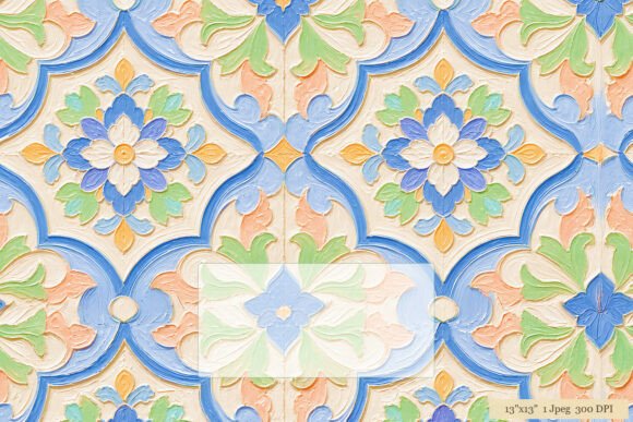 Download Pastel Tile Floral Mosaic Pattern - Floral Collection